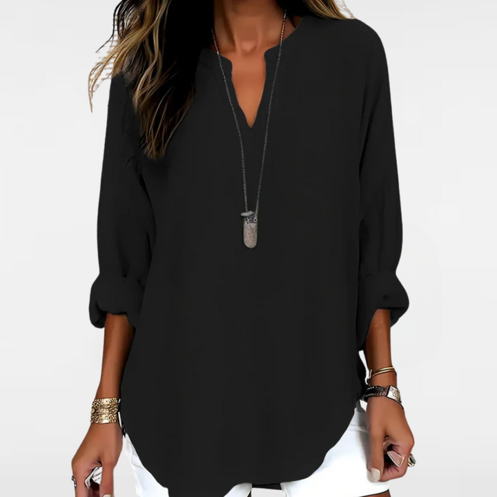 YAHNA | CLASSIC LONG SLEEVE V-NECK TOP