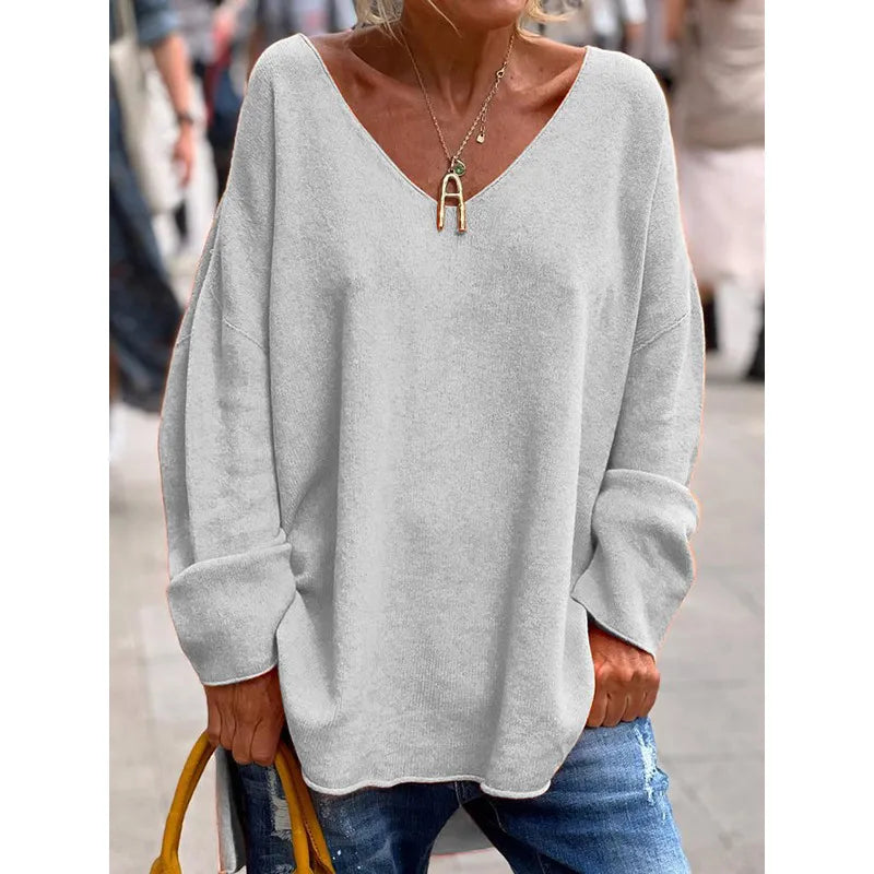 MONICA | ELEGANT LOOSE V NECK BLOUSE