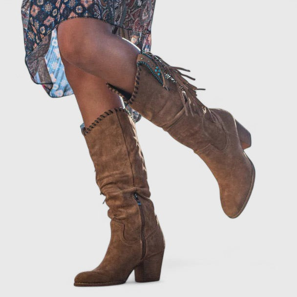 Indie | Orthopedic Suede Block Heeled Boots