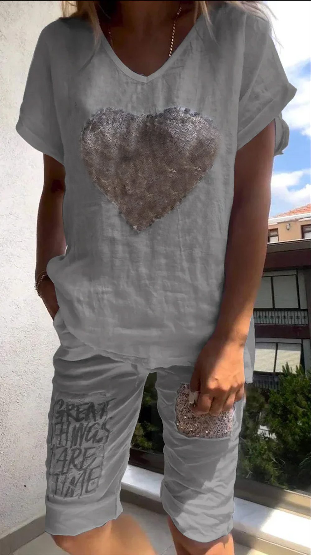 DIANE | HEART SEQUINED SET