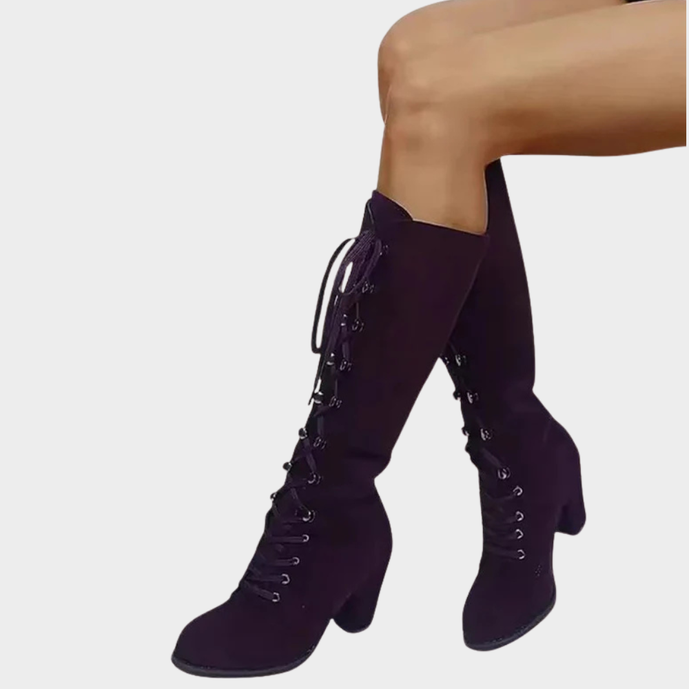 Selene | Lace-Up High Heel Suede Boots
