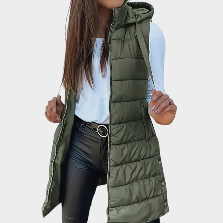 Sienna | Sleeveless Hood Long Puffer Vest
