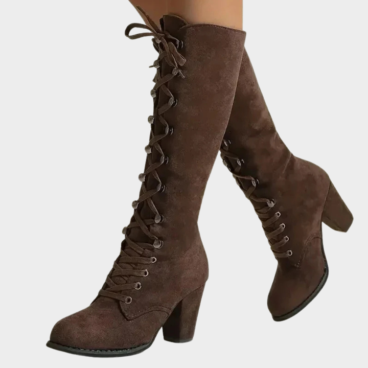 Selene | Lace-Up High Heel Suede Boots