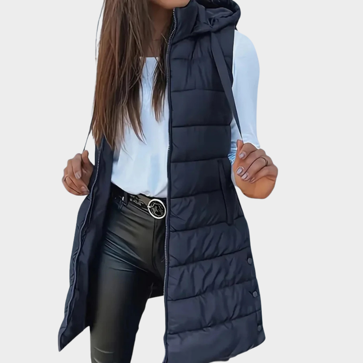 Sienna | Sleeveless Hood Long Puffer Vest