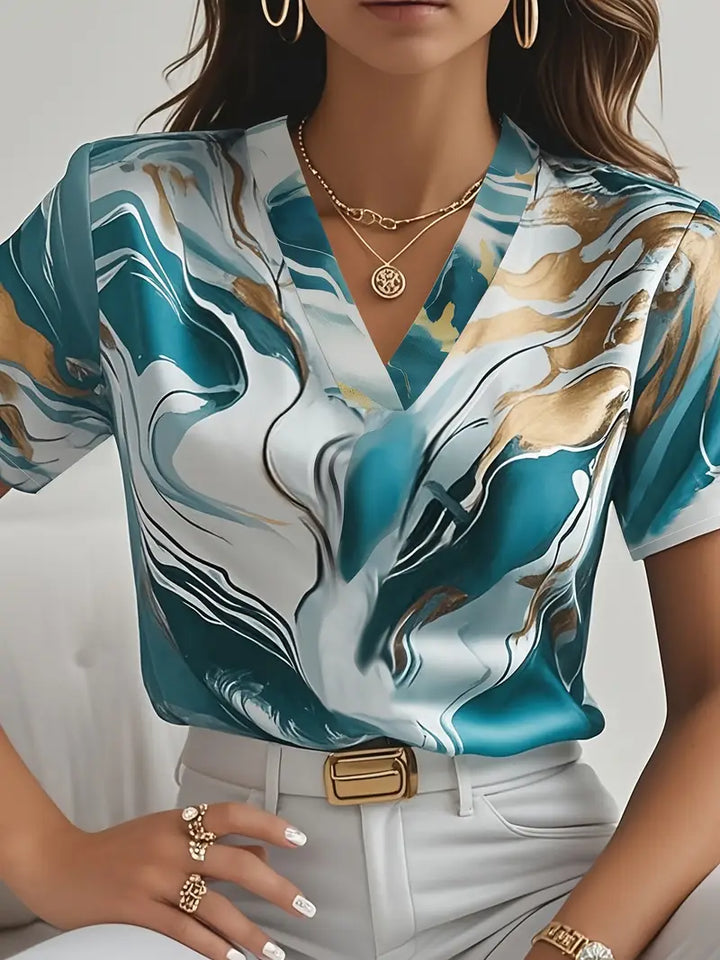 XYRIEL | STYLISH MARBLE PRINT BLOUSE