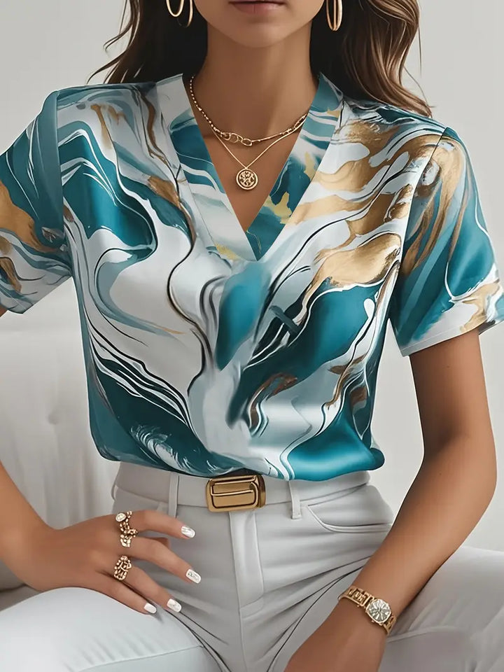 XYRIEL | STYLISH MARBLE PRINT BLOUSE