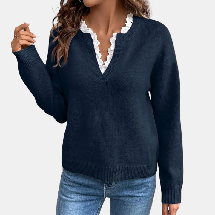 Rhea | Elegant Lace-Collared Sweater