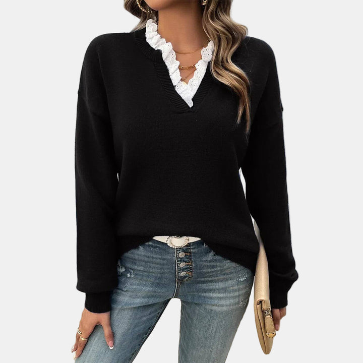 Rhea | Elegant Lace-Collared Sweater