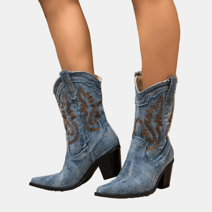 Elara | Denim-Style Ankle Boots