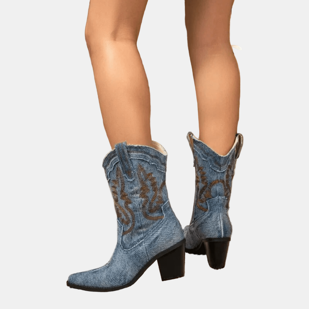 Elara | Denim-Style Ankle Boots